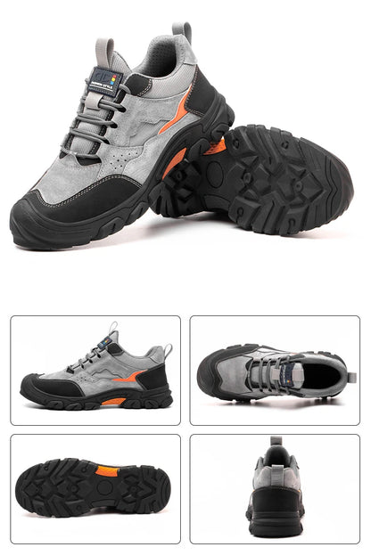Men Safety Work Shoes Plastic Toe Safety Boots Fashion Lightweight Comfort Working Sneakers Anti-puncture Indestructible Shoes