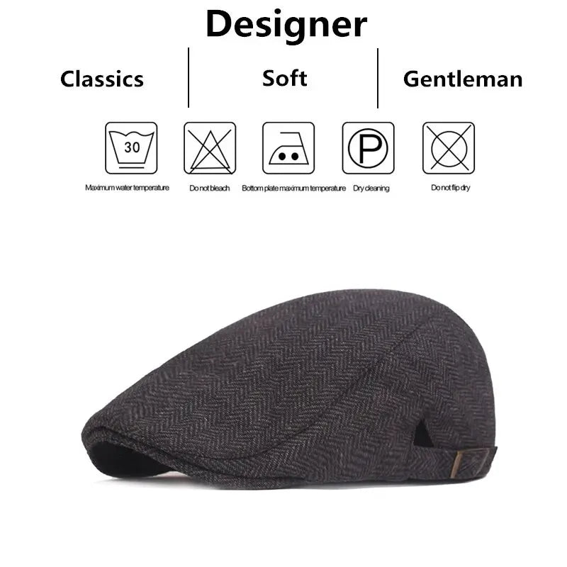 Men Retro Herringbone Grid Newsboy Caps British Painters Hats Spring and Summer Adjustable Flat Cap Hip Hop Berets