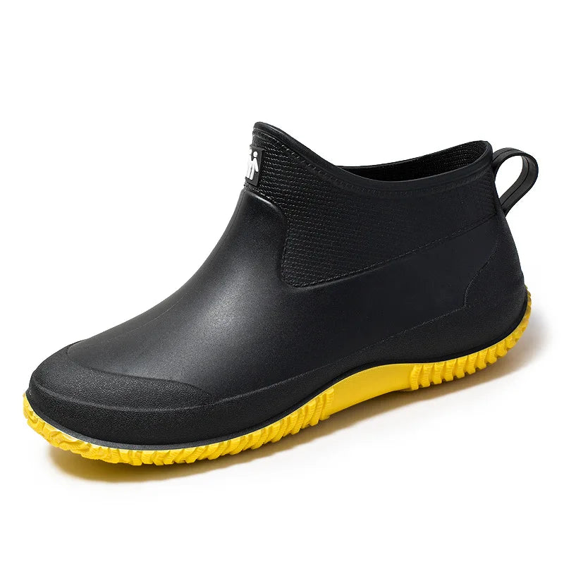 Men's Rain Boots Women's Ankle Water Shoes Non-slip Waterproof Safety Work Shoes Warm Cotton Platform outer wear Couple Lovers