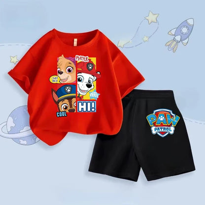 Summer Children's Sets Printed Clothes Boys Girls Kids Short Sleeve Tshirt + Shorts Suits Fashion Casual 2 Pieced Set