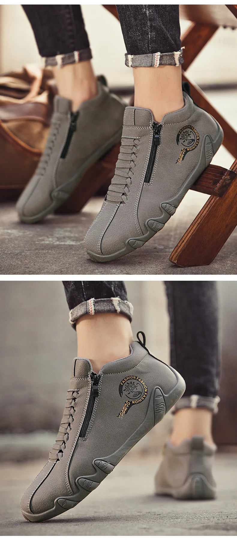 New Men's Ankle Boots Fashion Soft Sole High Top Sneakers Men Shoes Outdoor Versatile Loafers Comfortable Casual Walking Shoes