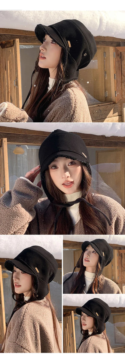 Russian Hat New Thick Warm Lamb Fleece Winter Hats for Men Women Windproof Trapper Ski Earflap Cap Male Female Bombet Hat