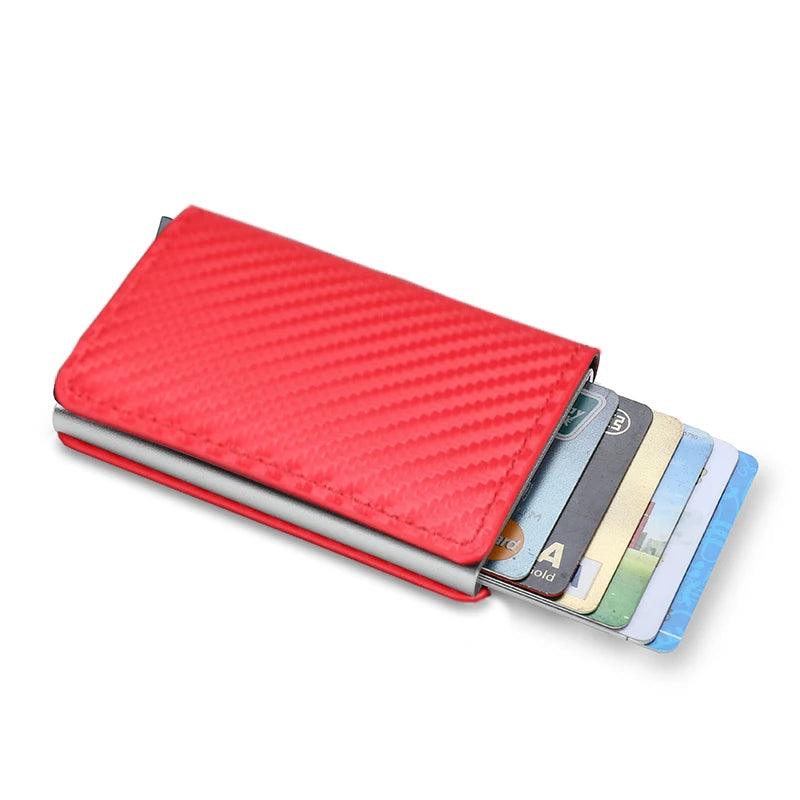 Portefeuilles pour cartes de crédit en fibre de carbone Hommes Marque RFID Noir Magique Pliable Cuir Mince Mini Portefeuille Petit Porte-monnaie Homme