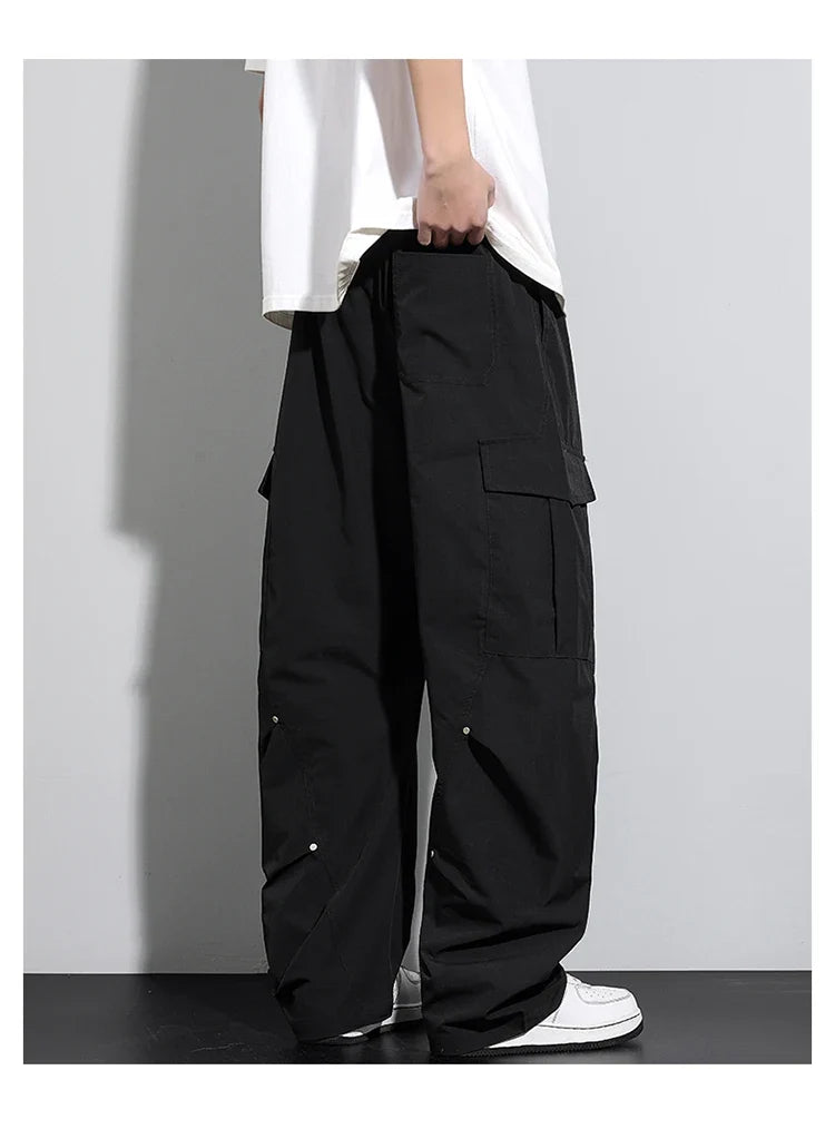 Big Size 8XL Men Casual Pants Elastic Waist Cargo Trouser Male Scimitar Banana Curved Plus Large Drawstring Fashion Straight 6XL