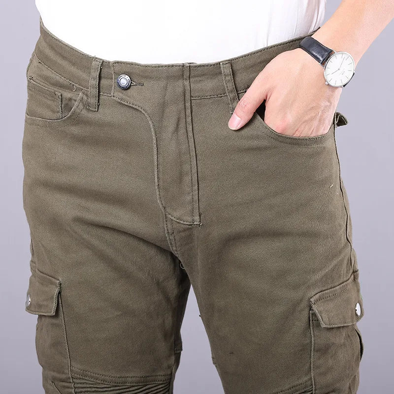 New Men's Winter Riding Motorcycle Cargo Pants Male Outdoor Riding Jeans Moto Protective Gear With Hip Knee Gear Long Trousers