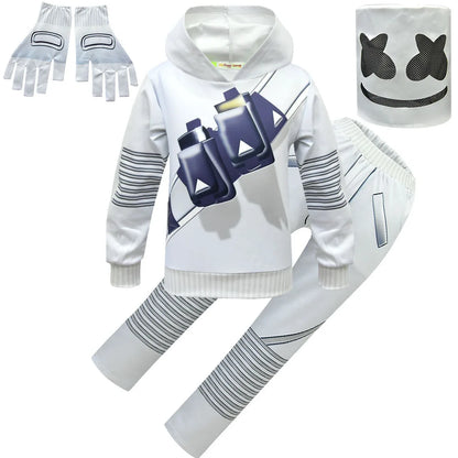Kids Electronic Sound Singer DJ Marshmello Costume Girls Boys Halloween Christmas Cosplay Party Costume Hoodie set