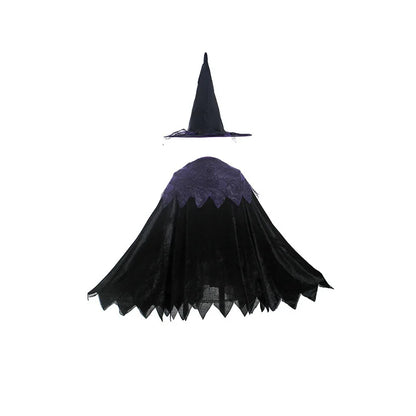 Kids Witch Halloween Costume Witch Cosplay Dress and Magic Hat Set Carnival Party Clothes for Girls Gothic Vampire Costume