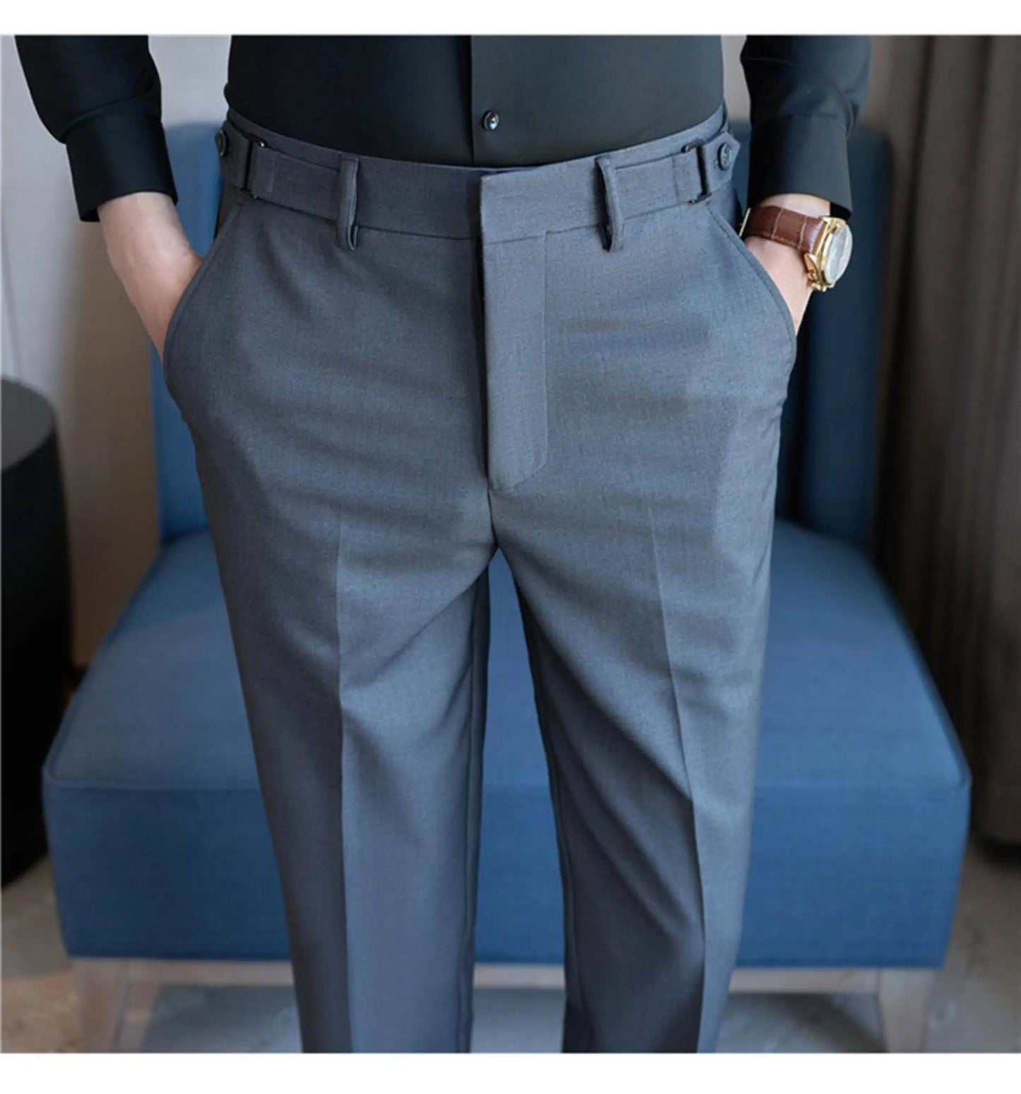 Neapolitan Fashion Business Casual Pants Men's Straight Leg Slim Fit Suit Pants Formal Office Social Wedding Dress Pants