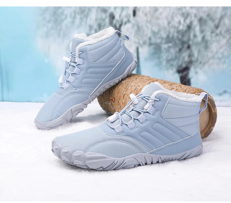Snow Boots Men Winter Shoes Barefoot Ankle Boots 36-46 Couple Snow Shoes Outdoor Hiking Shoes Fur Warm Plush Boots