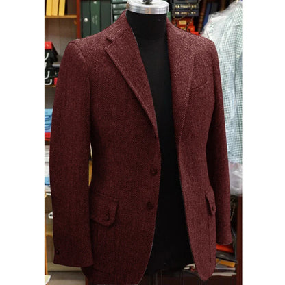 Men's Herringbone Blazer Suit Collar Slim Jacket Casual Fashion Jacket 3 Pocket Workwear Men's Summer Suits Formal Man Jackets