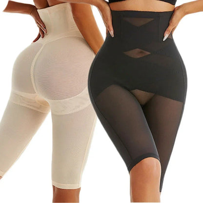 Knee Length Mesh Thigh Slim Shapewear Short Butt Lifting Shorts High Waist Control Panties Breathable Body Shaper Summer