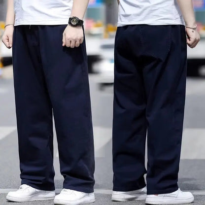Men's Summer Workwear Pants Plus Size Loose Straight Leg Casual Trousers XL-8XL Big and Tall Large Summer Pants Asian Size