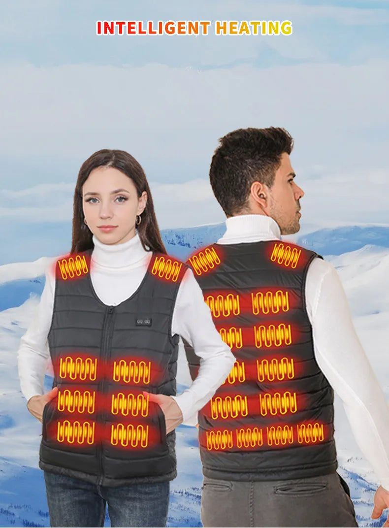 New Winter Unisex V-Neck 22 Zone Heat Resistant Warm Vest Middle-Aged And Elderly People Worn Both Inside And Outside Waistcoat
