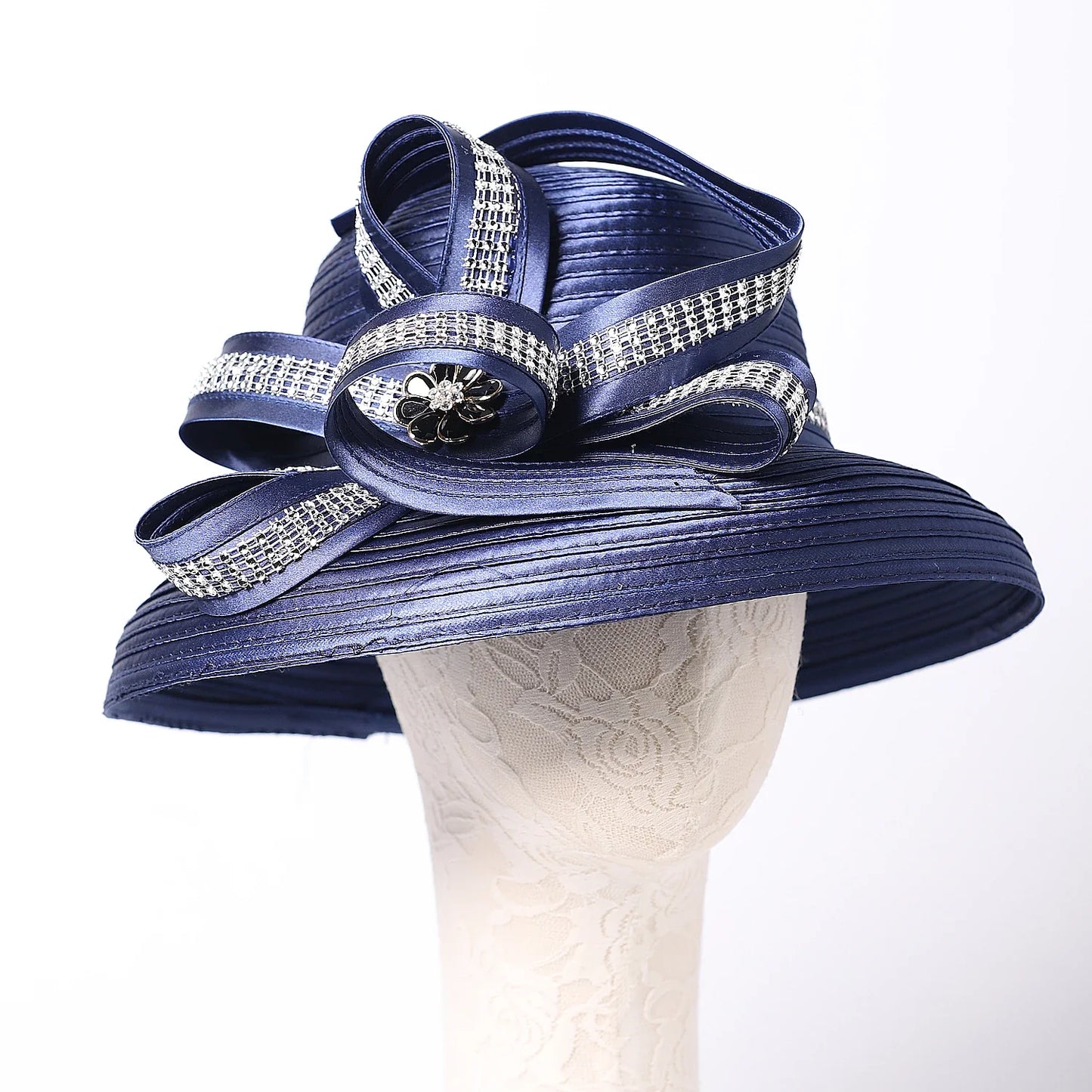 Elegant Cloth Top Hats For Women Cocktail Tea Party Dress Derby Cap Ladies Flower Wide Brim Church Fedora Black Cloche Hats