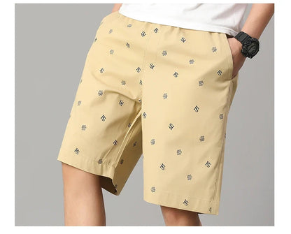 Men's Cotton Print Shorts Streetwear Casual Cotton Workwear Summer Breathable Fitness Knee Shorts Sports Shorts Sweatwear 6XL