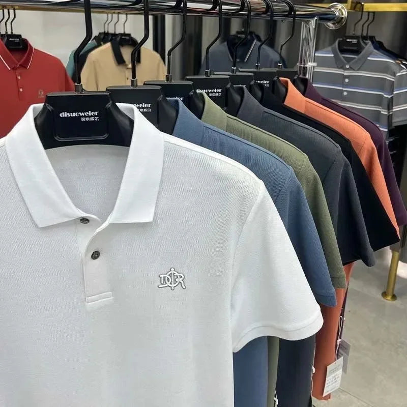 Designer brand 100%cotton short sleeve polo shirt summer trend letter embossed lapel top casual golf T-shirt business men's wear