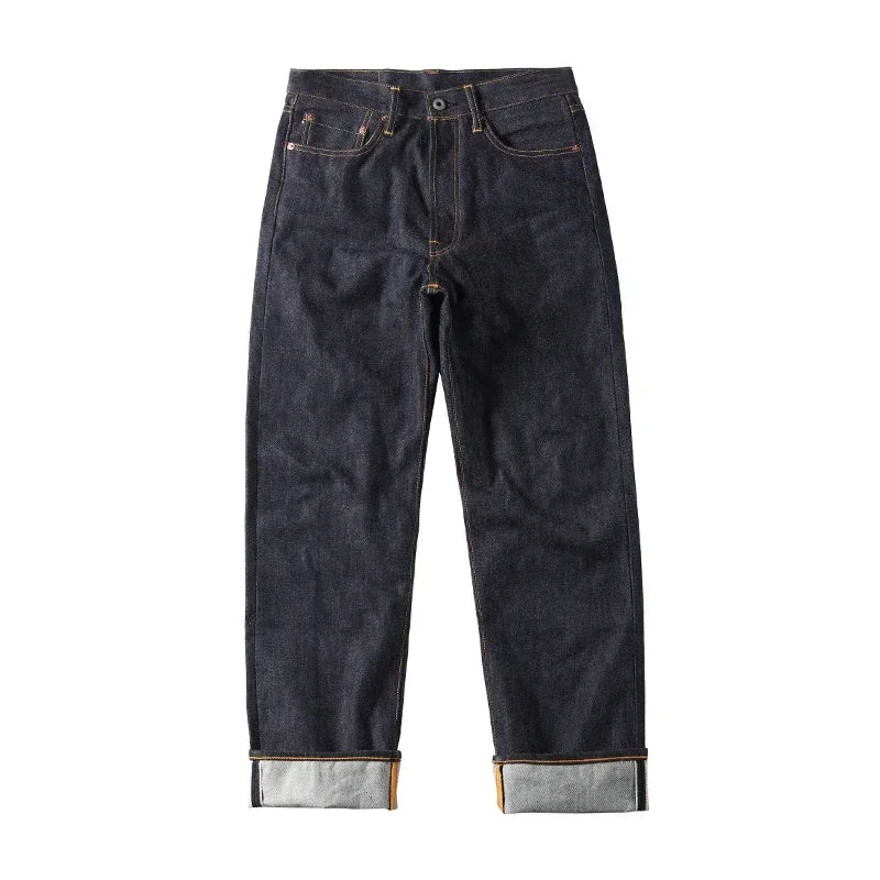 55501 Relaxed Straight Fit Men's Jeans Raw Selvedge Denim Pants Amekaji