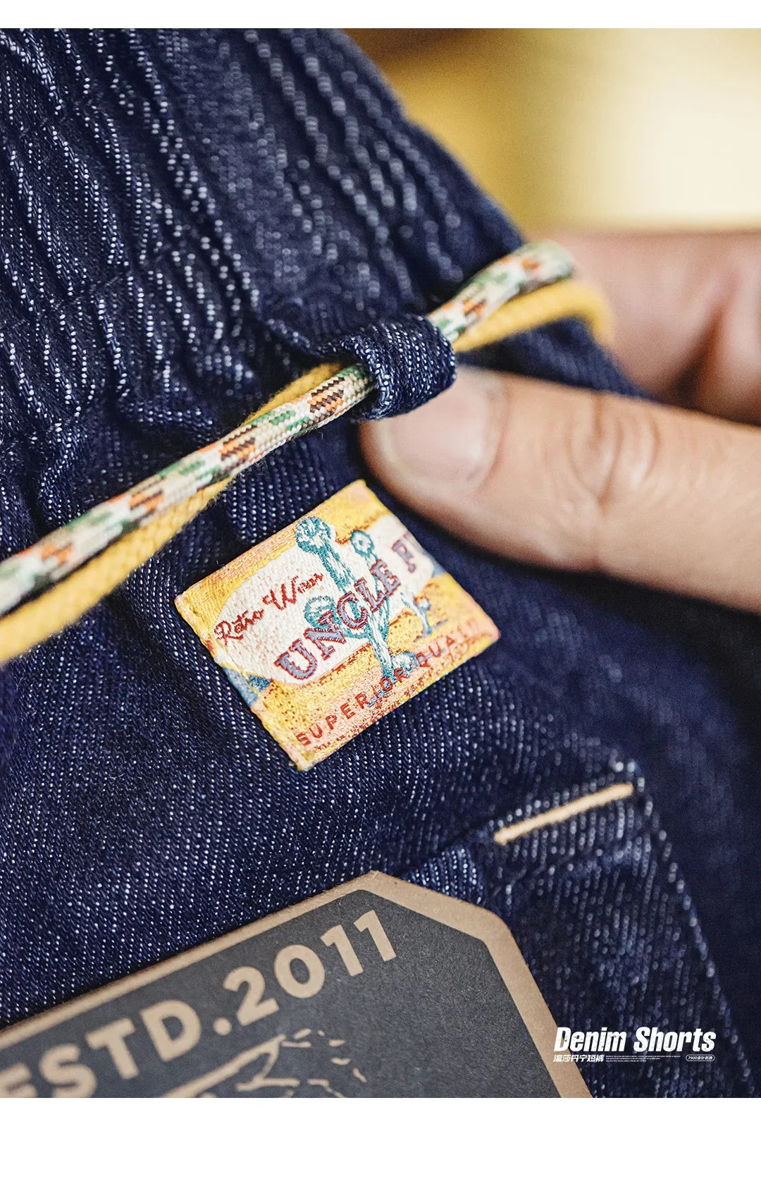 Men's Washed Denim Blue Jean Shorts American Retro Workwear Embroidered Straight Five Inch Thin Casual Summer Bottoms