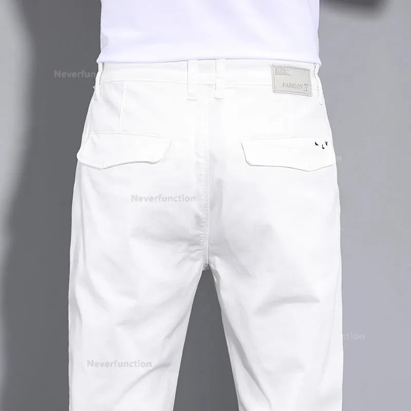 New in White Fashion Casual Pants Men's Brand Stretch Straight Comfortable Soft Male Clothes Business Work Pants