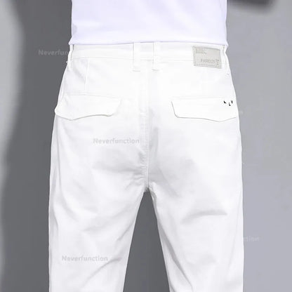 New in White Fashion Casual Pants Men's Brand Stretch Straight Comfortable Soft Male Clothes Business Work Pants