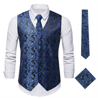 Red Men's Single Breasted V-Neck Sleeveless Vest Jacket, Wedding Party Vests, White Black Blue Green Waistcoat With tie and