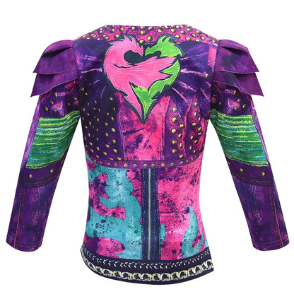 Girls Evie Mal Cosplay Costume D-Descendants 3 Kids Christmas Halloween Clothing Uniform + Wig Sets Children Party Birthday Gift