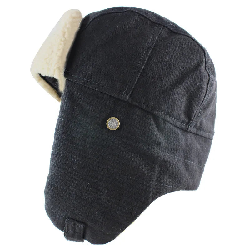 Army Military Ushanka Men&Women Windproof Winter Bomber Hats with Goggles Warm Lamb Wool Pilot Earflap Thermal Snow Cap