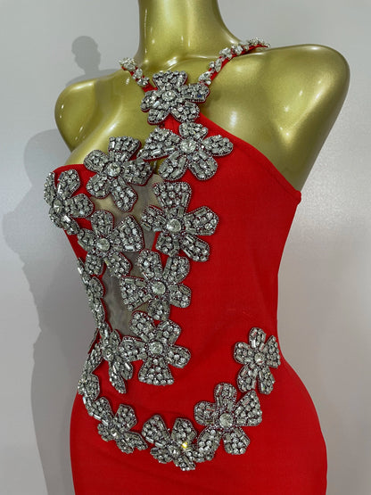 Sexy Backless Sparkly Crystal Diamonds White Bodycon Bandage Dress Women Celebrity Elegant Evening Club Party Birthday Dresses