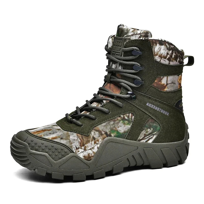 Outdoor High Top Mens Waterproof Fashion Platform Sneakers Ankle Botas Casual Shoes Combat Boots Male Black Large Size 47