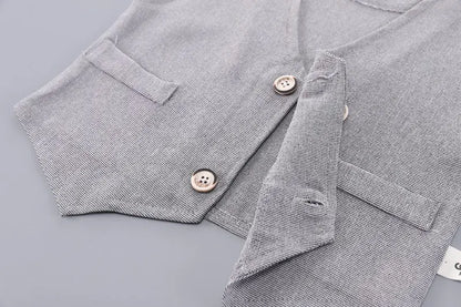 Autumn New Kids Girls Boy  Formal Gentleman Vest Shirt Pants 3pcs/set Clothing Set Spring Children Tracksuits Clothes Sport Suit