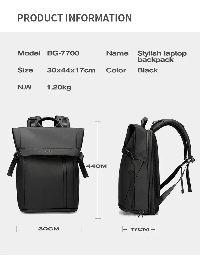 Men Fashion Backpack 15.6 inch Multifunctional Waterproof Backpack Daily Travel Bag Casual School Rucksack with Buckle