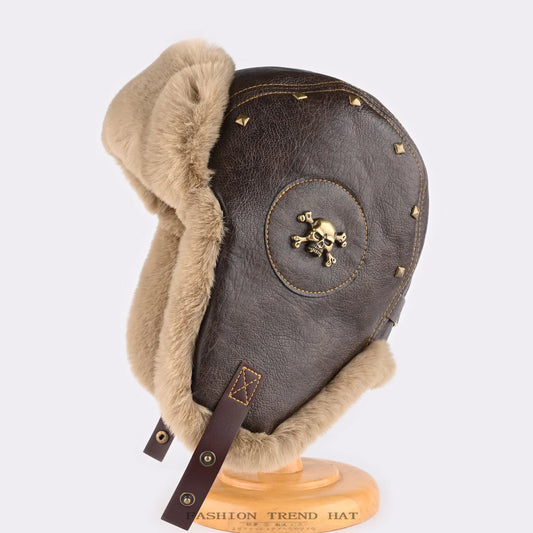 retro rivet metal Bomber hat men's ski cap winter hat thickened warm ear protection hats pilot hats classic riding hat털모