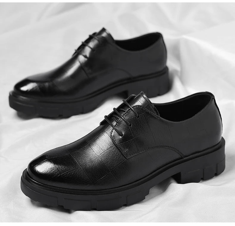 8-10cm Height Increasing Shoes for Men Platform Breathable Lift Casual Inside High Shoes Business Dress Elevator Leather Shoes