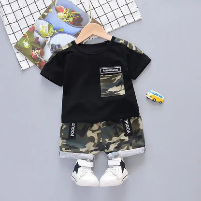 New Summer Baby Boy Cool Camouflage Clothes Suit Children Fashion Pocket TShirt Shorts 2Pcs/Sets Kids Casual Clothing Tracksuits