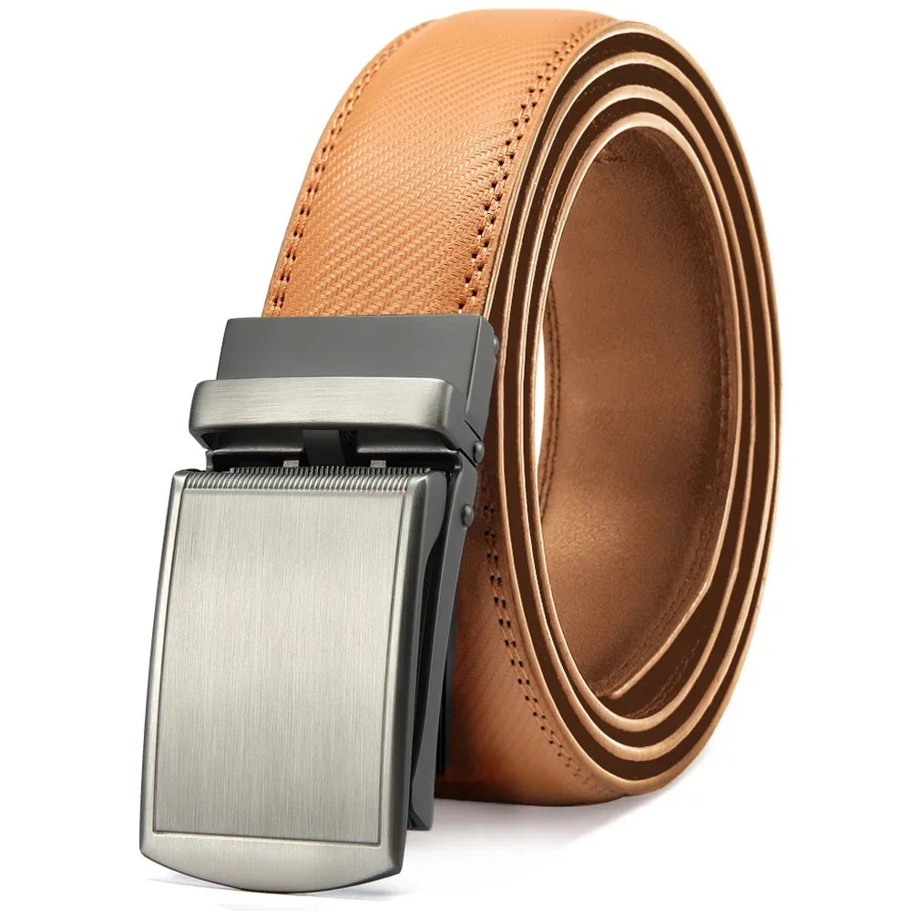 Men Belt Leather Belt  Automatic Genuine Leather Fashion Belts Ratchet Luxury Belts Men's Trouser Belt Belt for Men