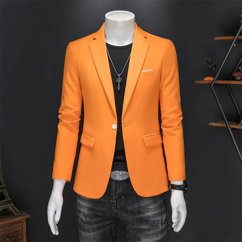 15 Color Fashion Mens Suit Jacket High Quality Slim Fit Solid Color Casual Business Mens Blazers Formal Office Wedding Suit Tops
