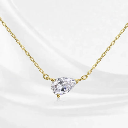 18k Plated 1CT 2CT 3CT Pear Cut Moissanite Necklace for Women Classic Lab Diamond Pendant GRA  Sterling Silver 925 Chain