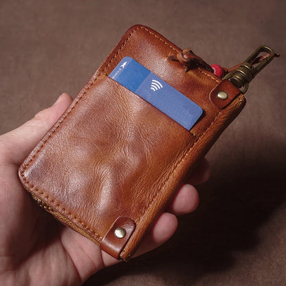 Luxury Brand Genuine Leather Key Bag Multifunctional Waist Hanging Card Holder Coin Purse Men Women Car Key Case Organizer