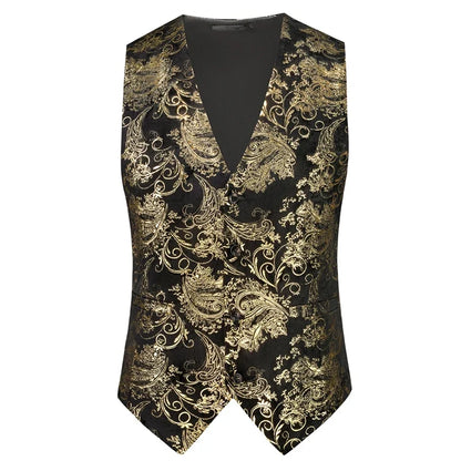 2026 New Mens Gold Steampunk Vest, Asian Size Blue Sleeveless Slim Dress Vests, Red Silver Waistcoat