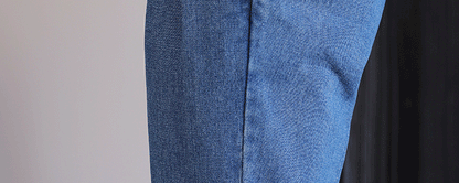 Italian Style Men's High Waist Business Neapolitan Jeans Draped Cuffed Straight Leg Western Pants Youth Trendy Wear Resistant