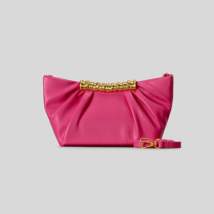 Elegant Ruched Hobos Clucth Bag Luxury Designer Metal Handle Women Handbags Soft Pu Leather Shoulder Crossbody Bags Party Purses