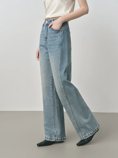 Retro Raw Denim High-waist Straight-leg Jeans Women's 2025 Early Autumn New 3D Cut Slimming Jeans 25FS13104
