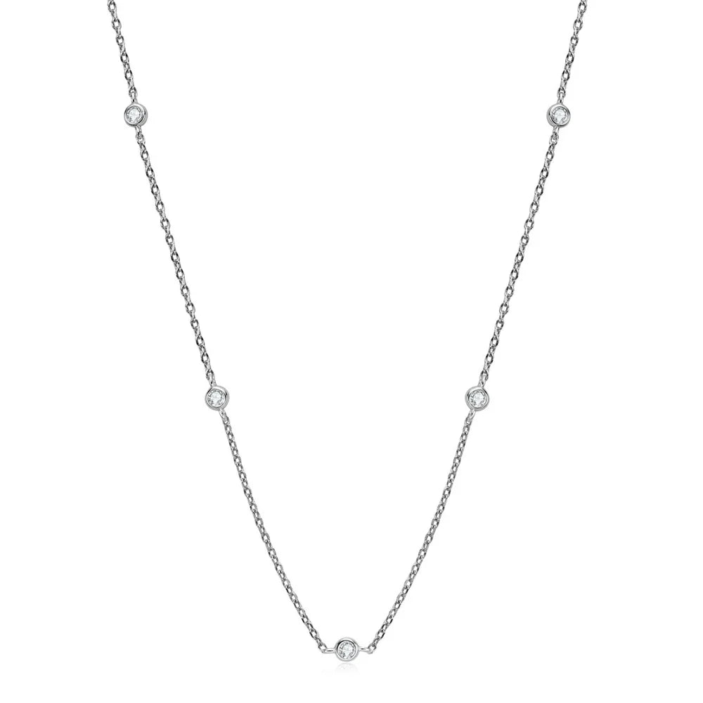 Moissanite Necklaces for Women 0.5ct Round Lab Diamond GRA s925 Sterling Silver 18k Dainty Daily Necklace Jewelry Gift