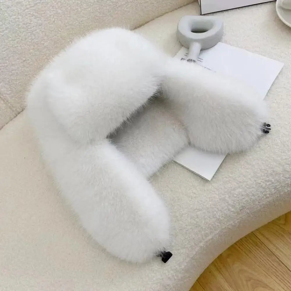 Faux Fur Bomber Hat Or Women And Men Windproof Warm Earmuffs Windproof Earflap Cap Thickened Russian Caps Ear Protection Hats