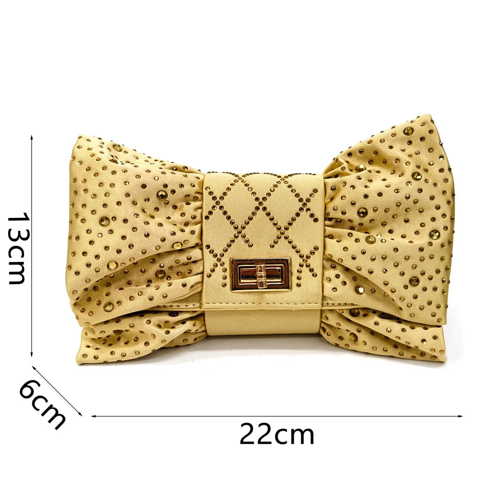 2025 New Summer Collection Stylish Italian Women’s Shoes and Bag Set in Gold Colour - Comfortable Mid Heels With Rhinestones