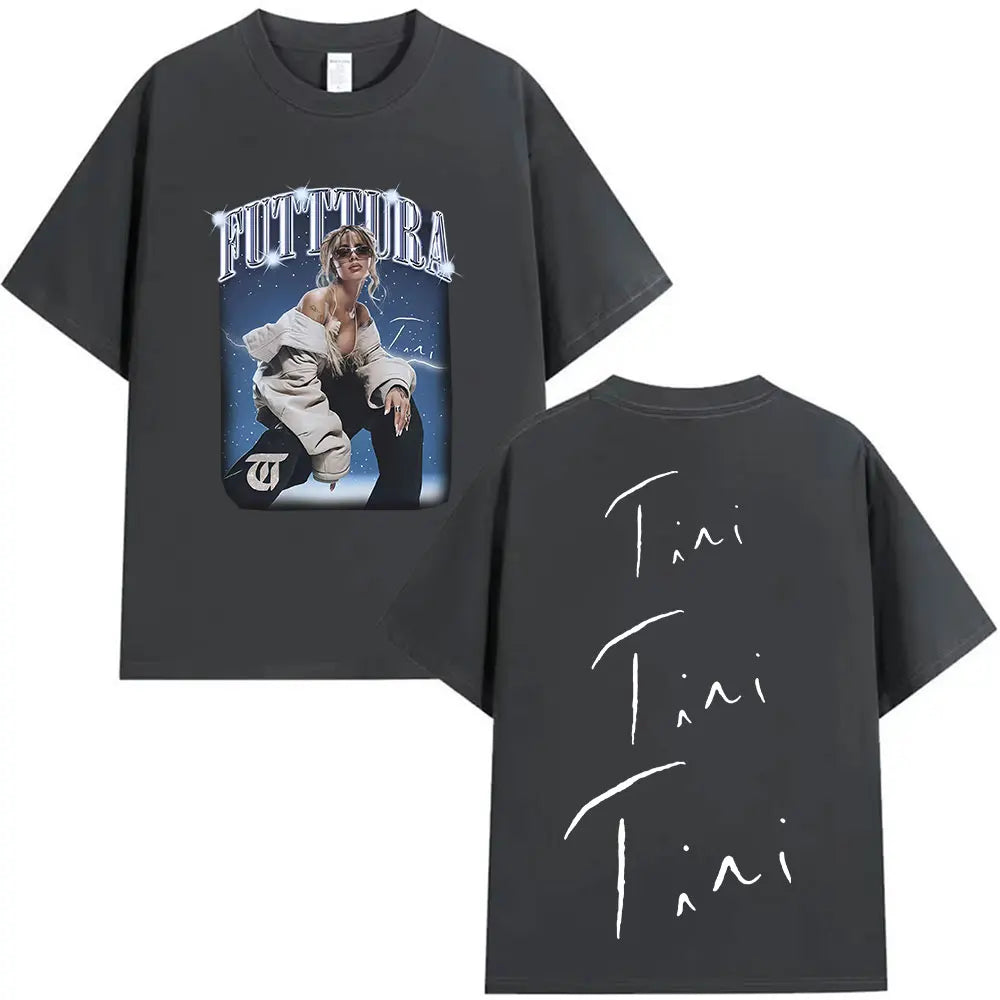 Singer TINI STOESSEL Futtura Tour New Album 2025 Graphic T-shirts Men Women Fashion Harajuku Short Sleeve Cotton Tees streetwear