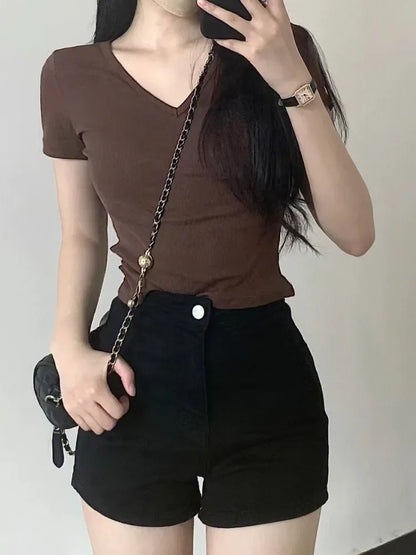 2024 New Running Shorts High Waist Denim Shorts Women Summer Korean Fashion Loose Jeans Sexy Wide-leg Pants Stylish Denim Short