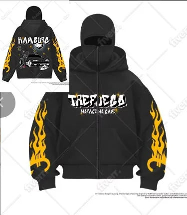 Ninja jacket 2025 new model hot sale upper and lower double-head zipper POG GHB print niche design new model