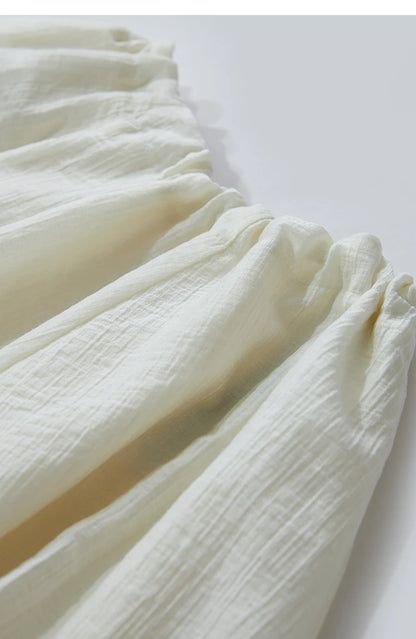 Minimalist New Summer Knee Length A-line Skirt Women Adjustable Drawstring Solid Color Commuting Style Loose Skirt 12522025