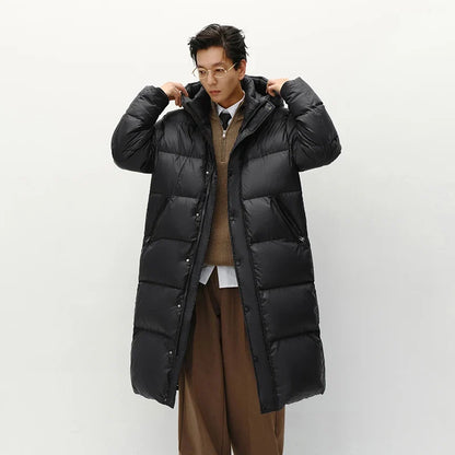 Down Jacket Men Winter 90% Down Fill Goose Down Thickened Water-Repellent Anti-Static Long Hooded Outerwear Men'S Wear